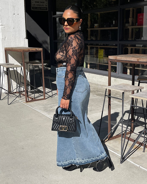 Denim maxi skirt