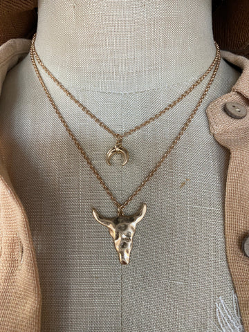 Layered Long horn Necklace