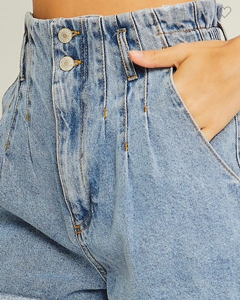 Paper Bag Waist - Denim Shorts