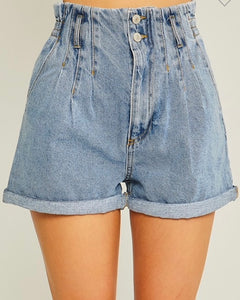 Paper Bag Waist - Denim Shorts