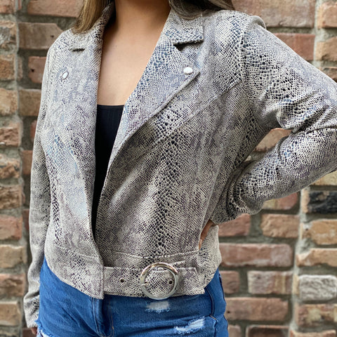 Faux Suede Snakeskin Jacket